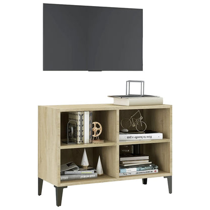 vidaXL Meuble TV avec pieds en métal Chêne sonoma 69,5x30x50 cm
