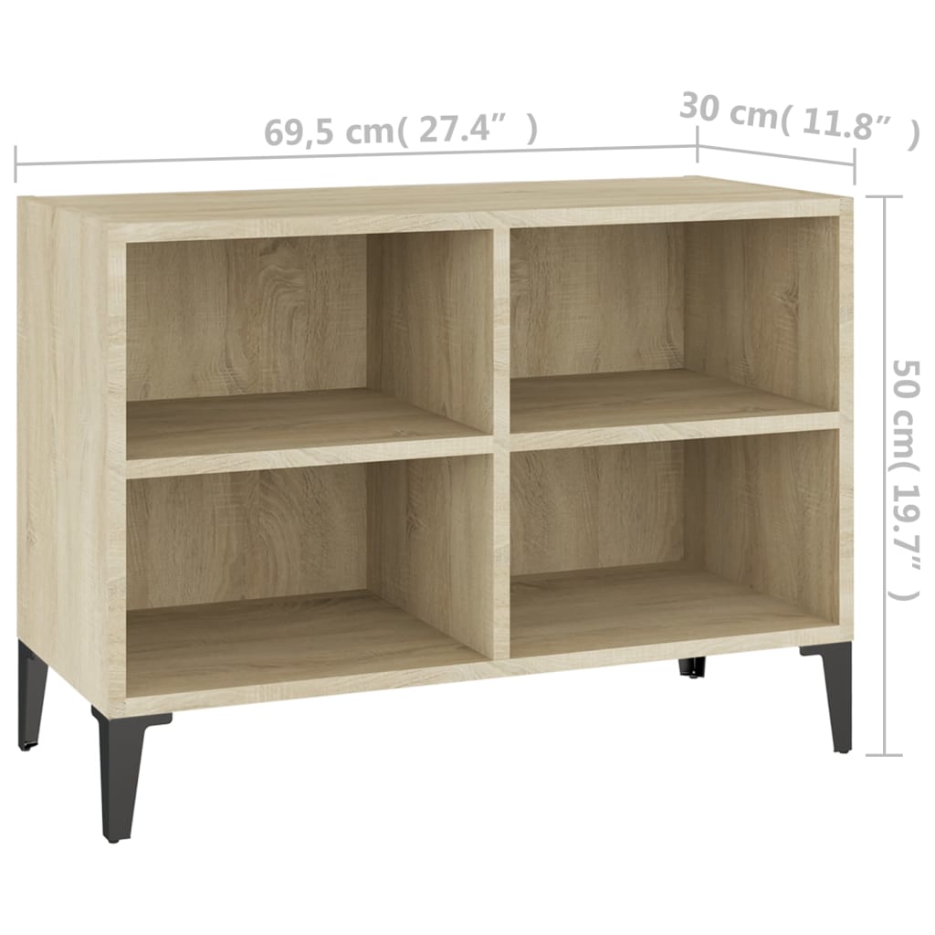 vidaXL Meuble TV avec pieds en métal Chêne sonoma 69,5x30x50 cm