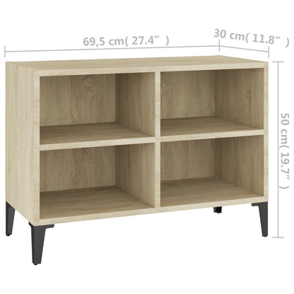 vidaXL Meuble TV avec pieds en métal Chêne sonoma 69,5x30x50 cm