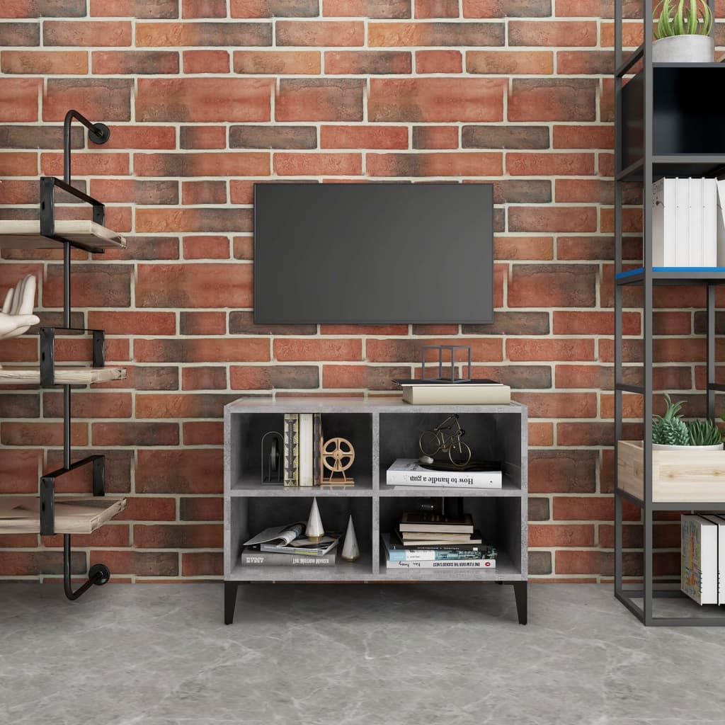 vidaXL TV-Schrank mit Metallbeinen Betongrau 69,5x30x50 cm