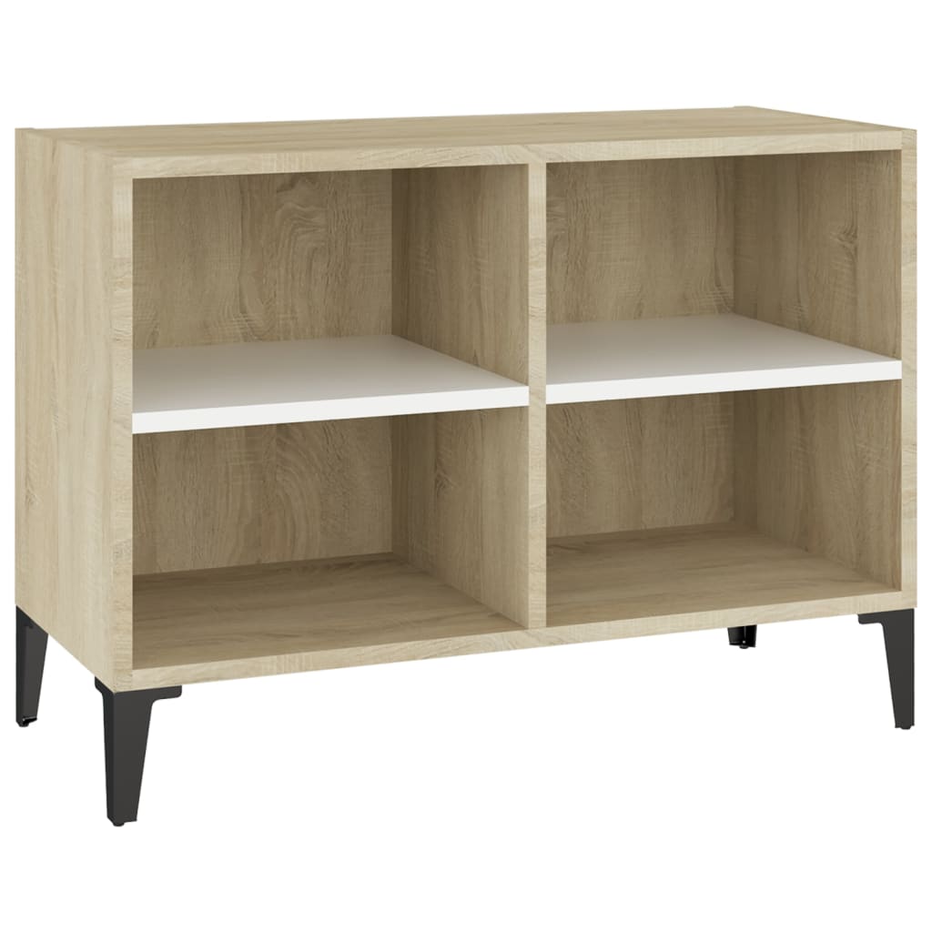 vidaXL TV-Schrank mit Metallbeinen Weiß Sonoma-Eiche 69,5x30x50 cm