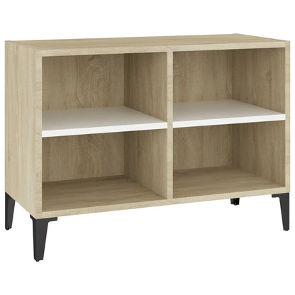 vidaXL TV-Schrank mit Metallbeinen Weiß Sonoma-Eiche 69,5x30x50 cm