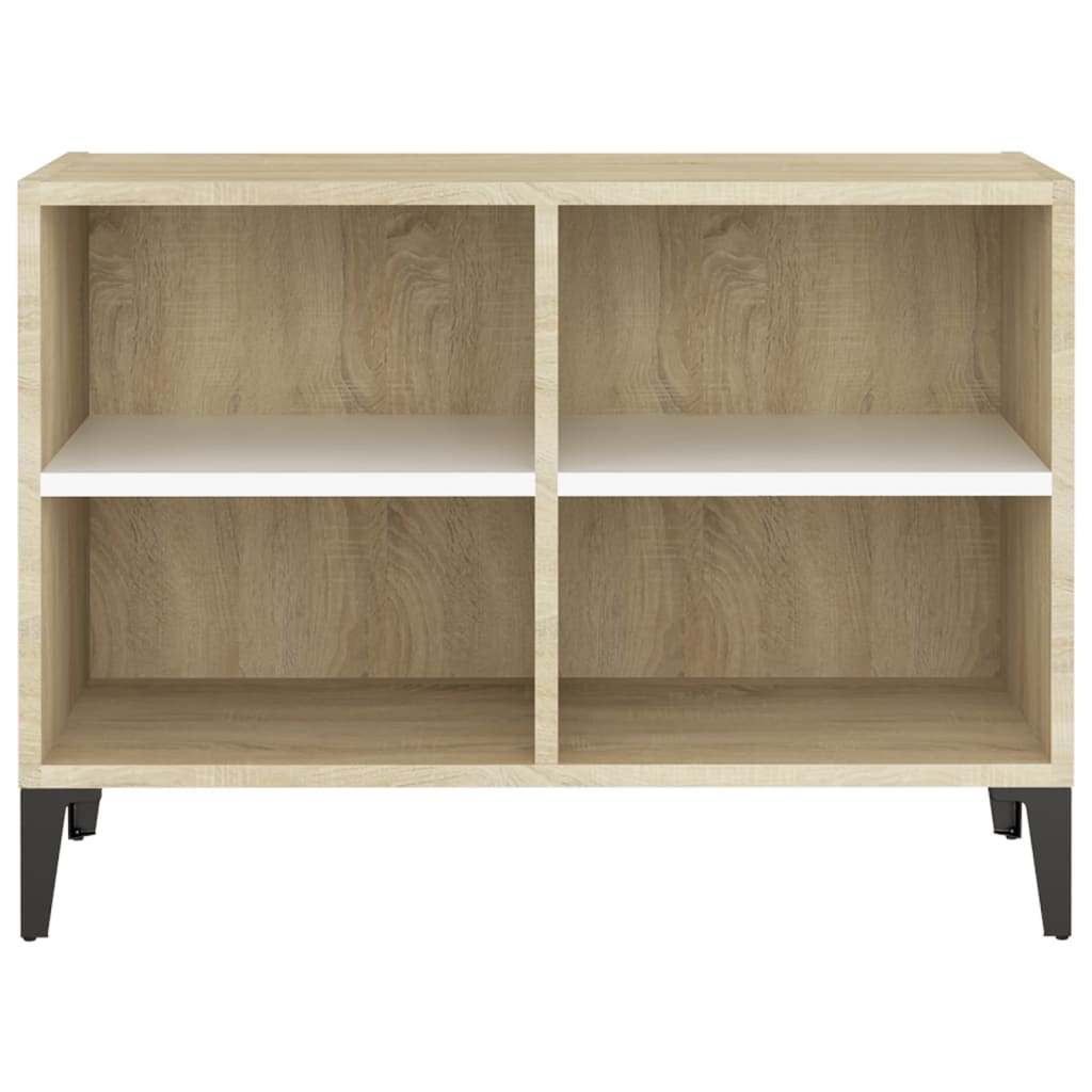 vidaXL TV-Schrank mit Metallbeinen Weiß Sonoma-Eiche 69,5x30x50 cm