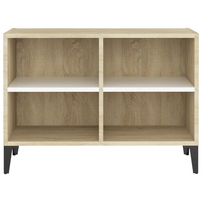 vidaXL TV-Schrank mit Metallbeinen Weiß Sonoma-Eiche 69,5x30x50 cm