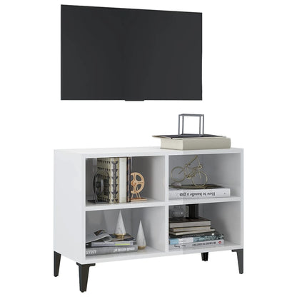 vidaXL TV-Schrank mit Metallbeinen Hochglanz-Weiß 69,5x30x50cm