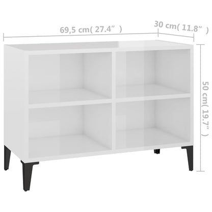 vidaXL TV-Schrank mit Metallbeinen Hochglanz-Weiß 69,5x30x50cm