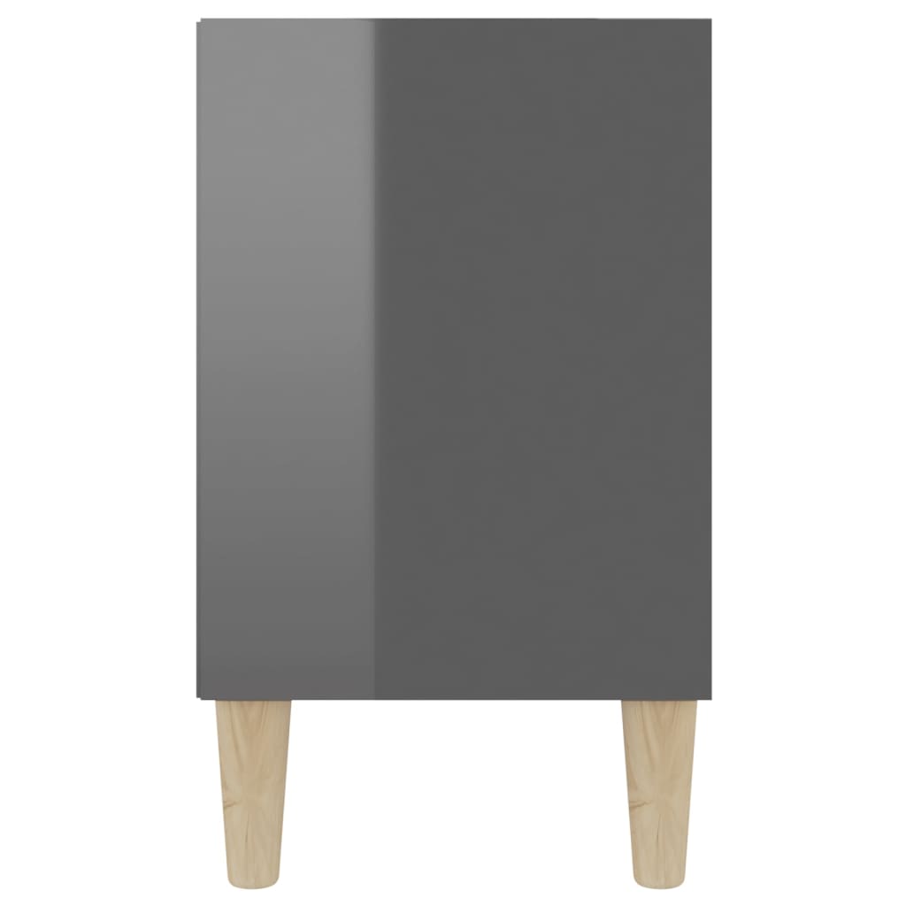 Meuble TV vidaXL avec pieds en bois massif Gris brillant 103,5x30x50 cm