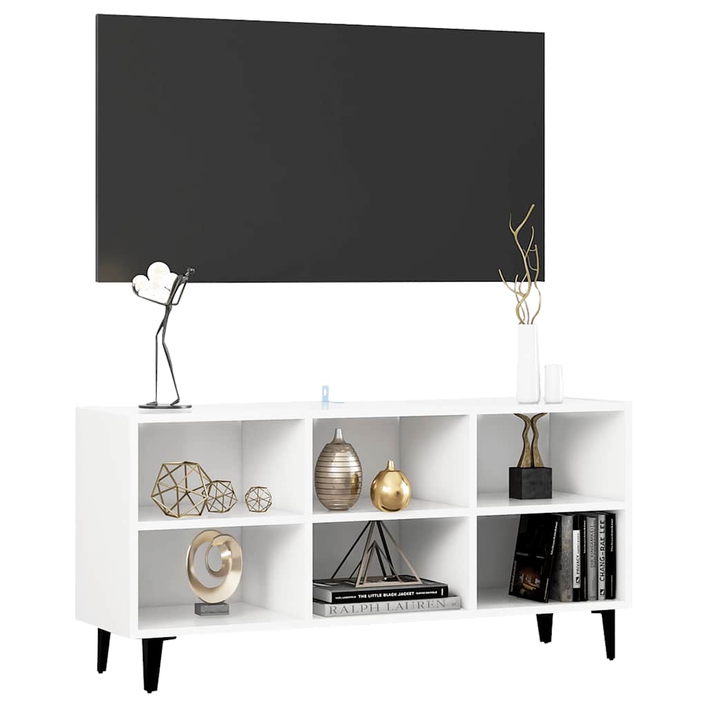 Meuble TV vidaXL avec pieds en métal Blanc 103,5x30x50 cm