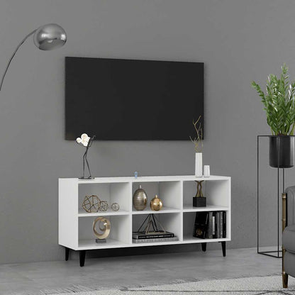 Meuble TV vidaXL avec pieds en métal Blanc 103,5x30x50 cm