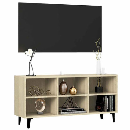 Meuble TV vidaXL avec pieds en métal Chêne Sonoma 103,5x30x50 cm