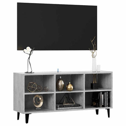 Meuble TV vidaXL avec pieds en métal Gris béton 103,5x30x50 cm