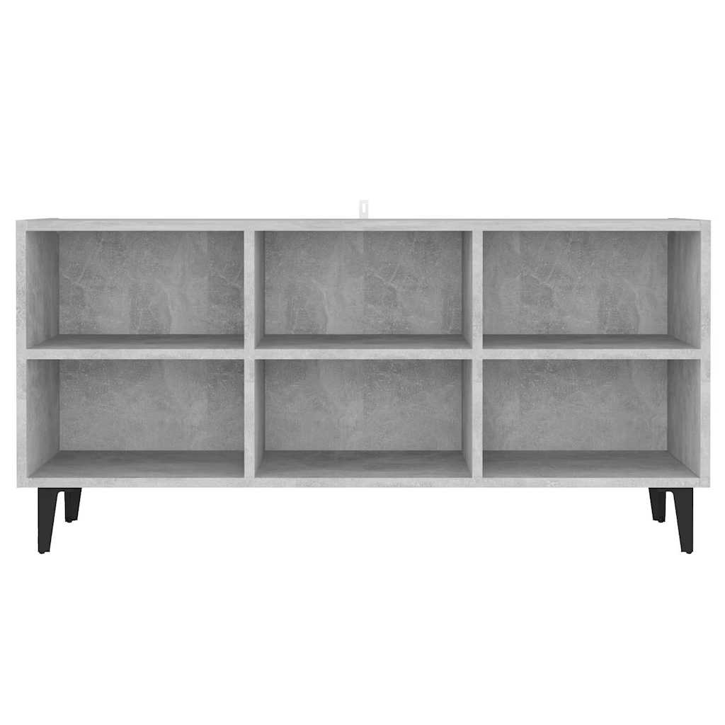 Meuble TV vidaXL avec pieds en métal Gris béton 103,5x30x50 cm