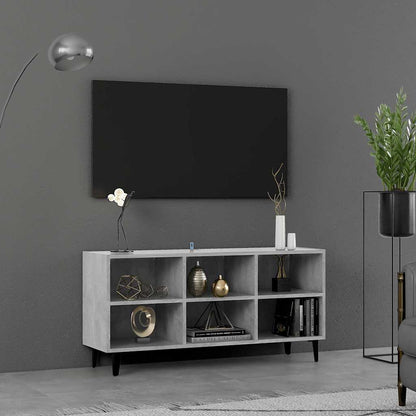 Meuble TV vidaXL avec pieds en métal Gris béton 103,5x30x50 cm