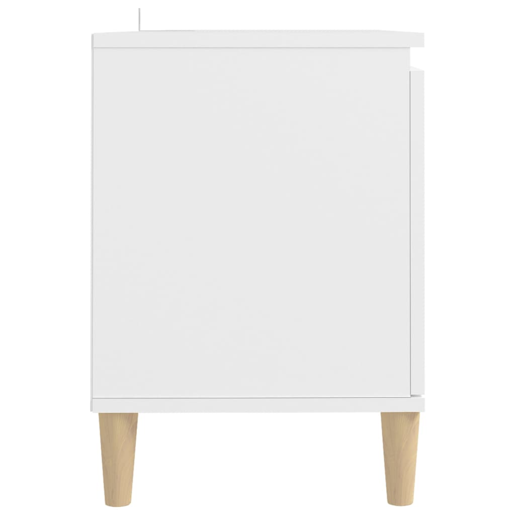 vidaXL Meuble TV avec pieds en bois massif Blanc 103,5x30x50 cm