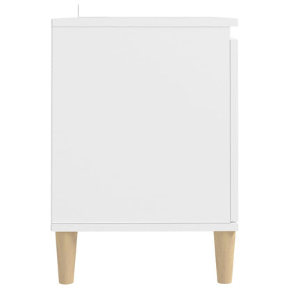 vidaXL Meuble TV avec pieds en bois massif Blanc 103,5x30x50 cm