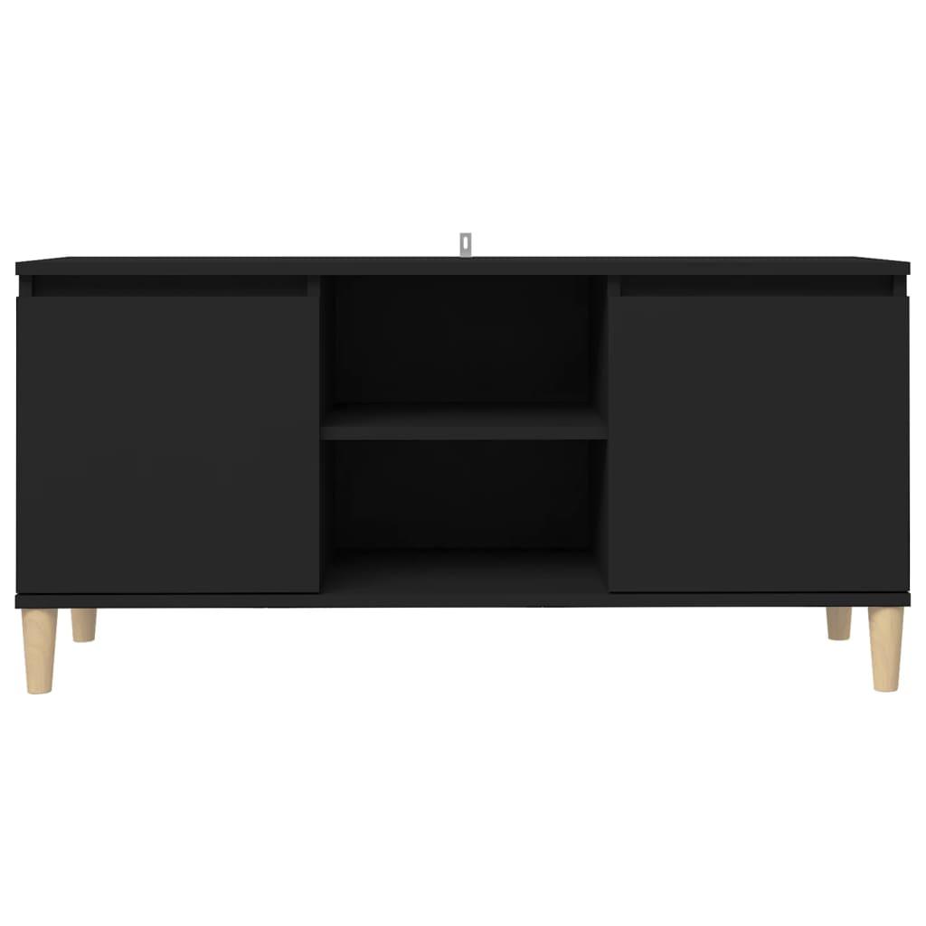 vidaXL Meuble TV avec pieds en bois massif Noir 103,5x35x50 cm