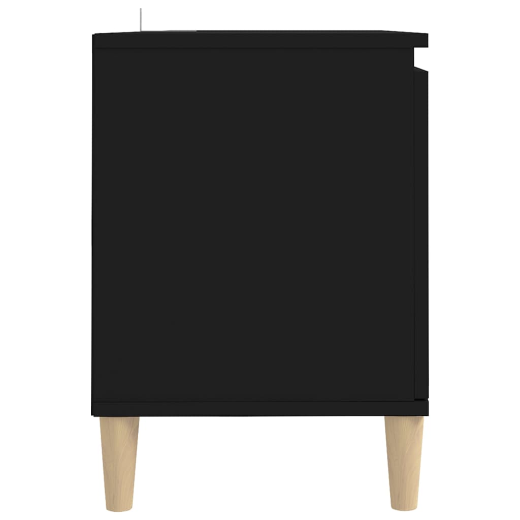 vidaXL Meuble TV avec pieds en bois massif Noir 103,5x35x50 cm