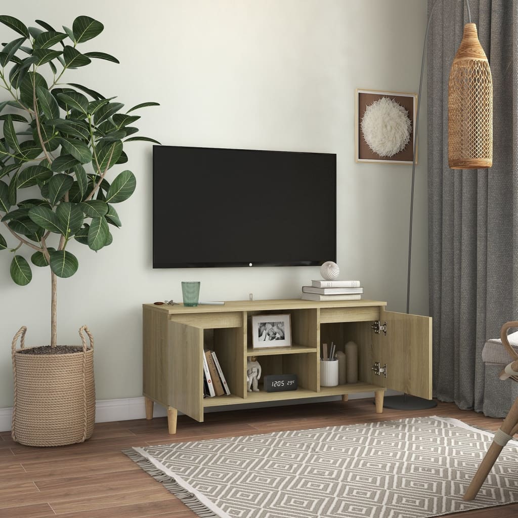 Meuble TV vidaXL avec pieds en bois massif chêne Sonoma 103,5x35x50 cm