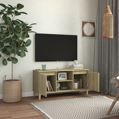 Meuble TV vidaXL avec pieds en bois massif chêne Sonoma 103,5x35x50 cm