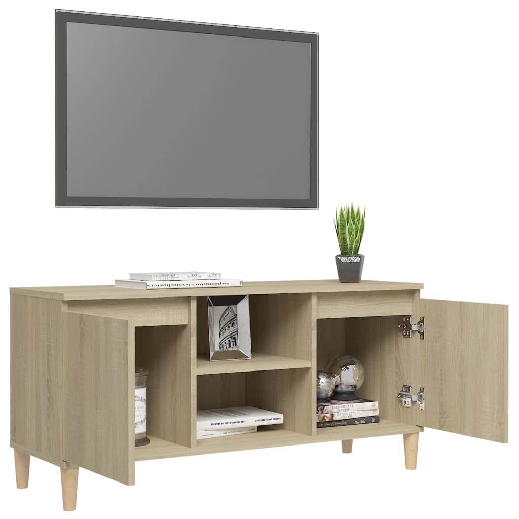 Meuble TV vidaXL avec pieds en bois massif chêne Sonoma 103,5x35x50 cm