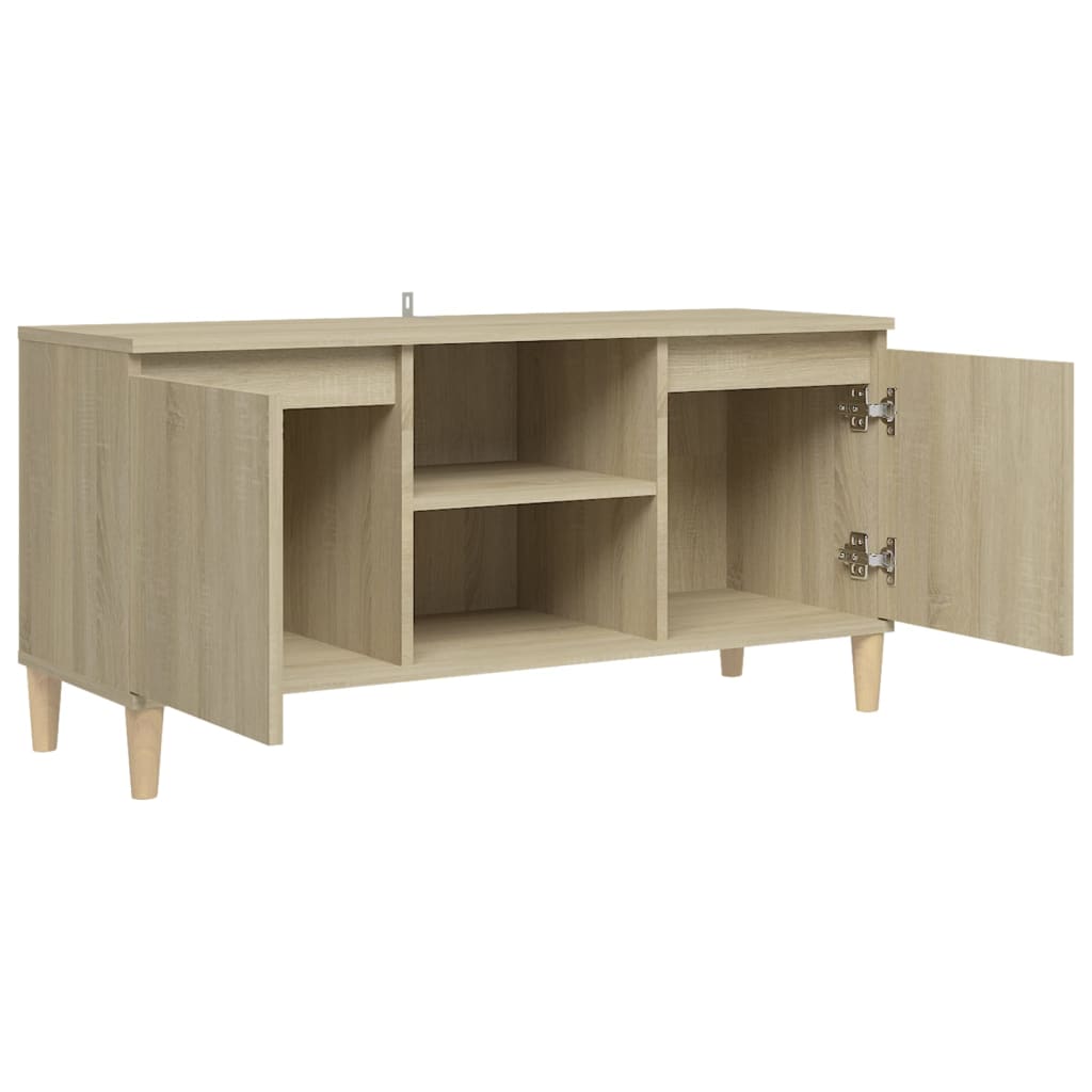 Meuble TV vidaXL avec pieds en bois massif chêne Sonoma 103,5x35x50 cm