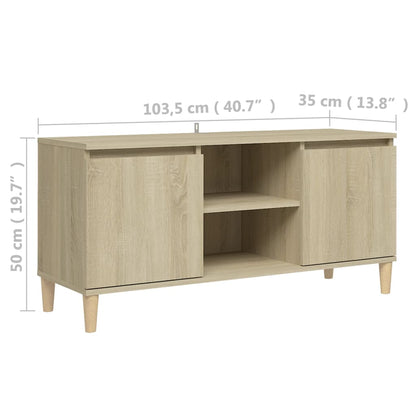 Meuble TV vidaXL avec pieds en bois massif chêne Sonoma 103,5x35x50 cm