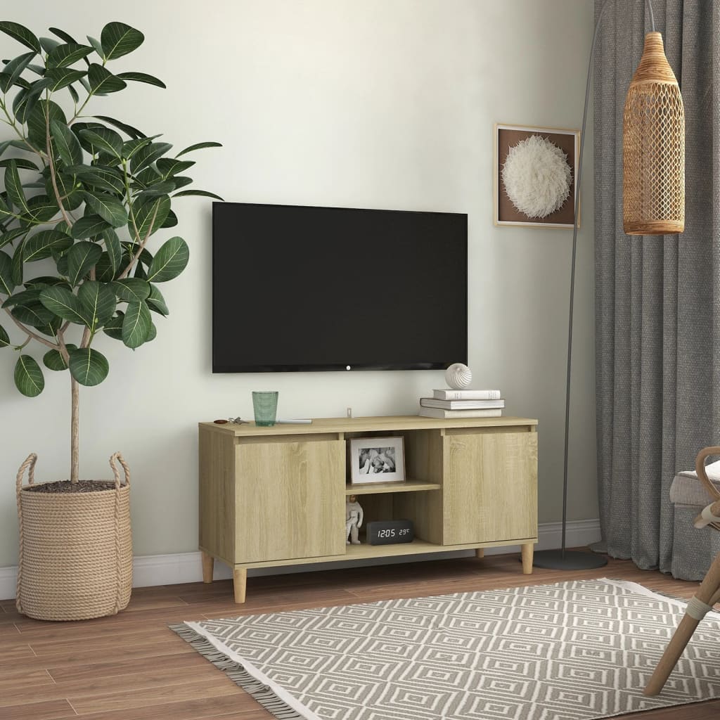 Meuble TV vidaXL avec pieds en bois massif chêne Sonoma 103,5x35x50 cm