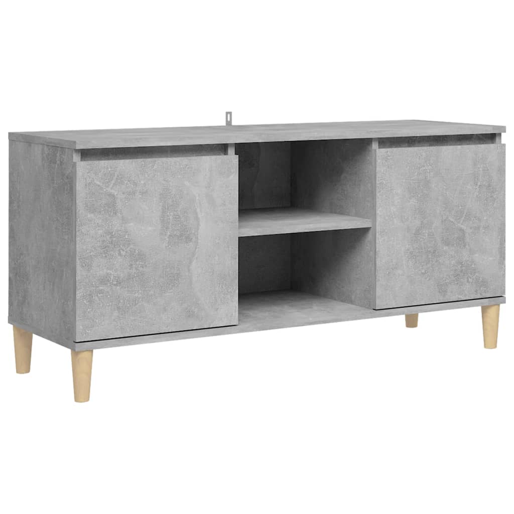 Meuble TV vidaXL avec pieds en bois massif Gris béton 103,5x35x50 cm
