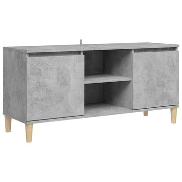 Meuble TV vidaXL avec pieds en bois massif Gris béton 103,5x35x50 cm