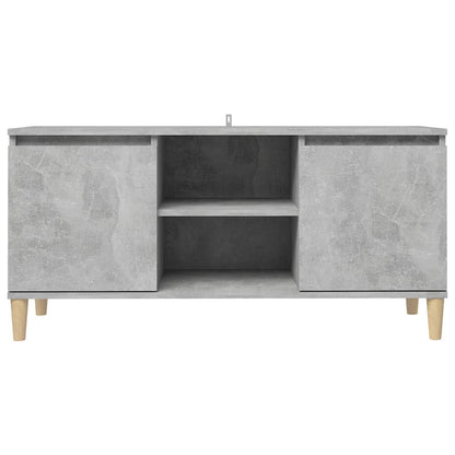 Meuble TV vidaXL avec pieds en bois massif Gris béton 103,5x35x50 cm