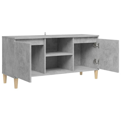 Meuble TV vidaXL avec pieds en bois massif Gris béton 103,5x35x50 cm
