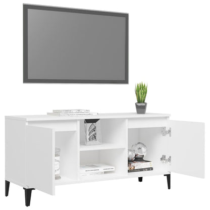 Meuble TV vidaXL avec pieds en métal Blanc 103,5x35x50 cm