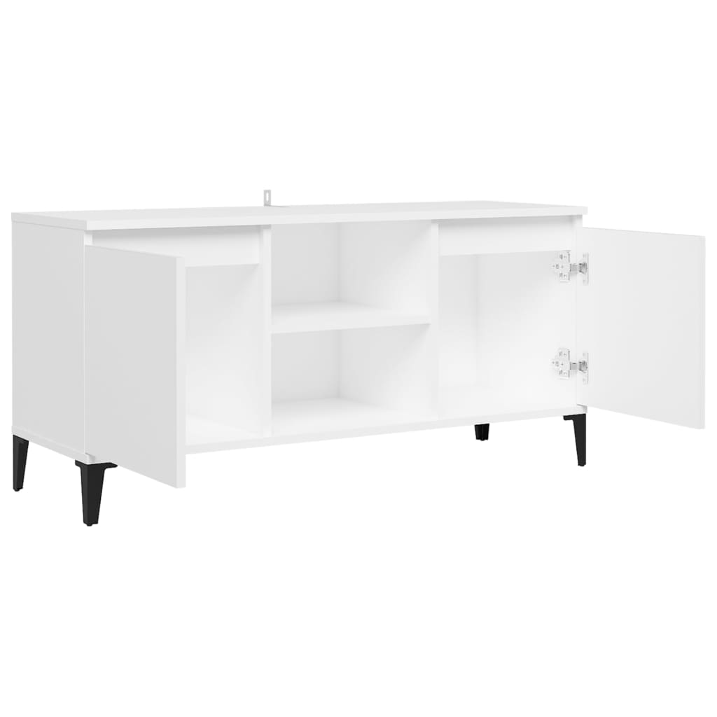 Meuble TV vidaXL avec pieds en métal Blanc 103,5x35x50 cm
