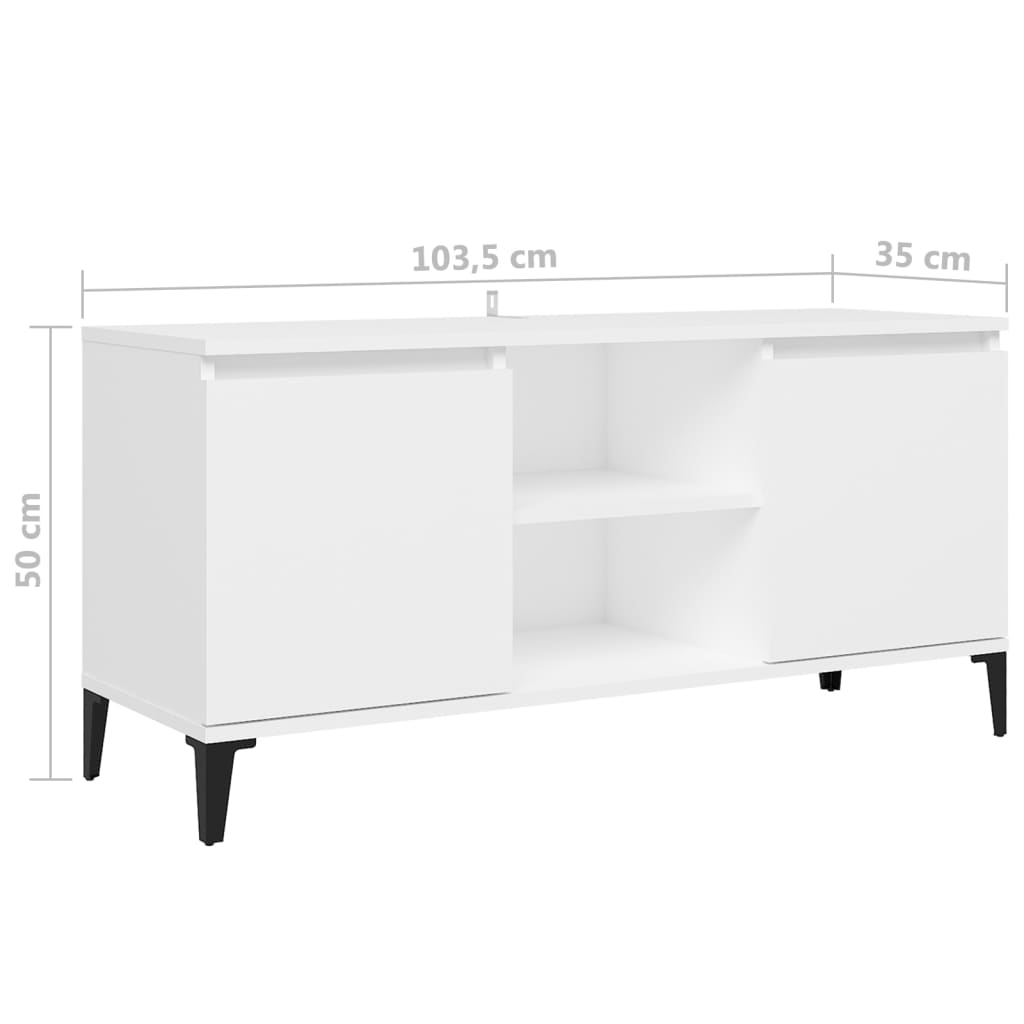 Meuble TV vidaXL avec pieds en métal Blanc 103,5x35x50 cm