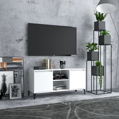 Meuble TV vidaXL avec pieds en métal Blanc 103,5x35x50 cm