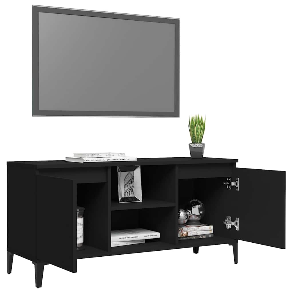 vidaXL Meuble TV avec pieds en métal Noir 103,5x35x50 cm