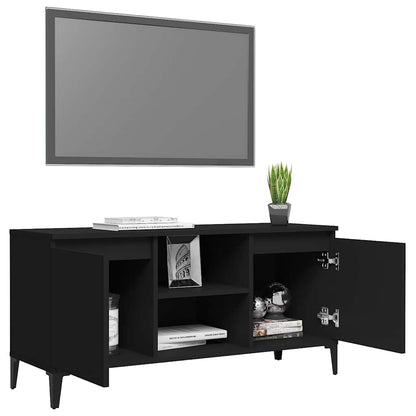 vidaXL Meuble TV avec pieds en métal Noir 103,5x35x50 cm