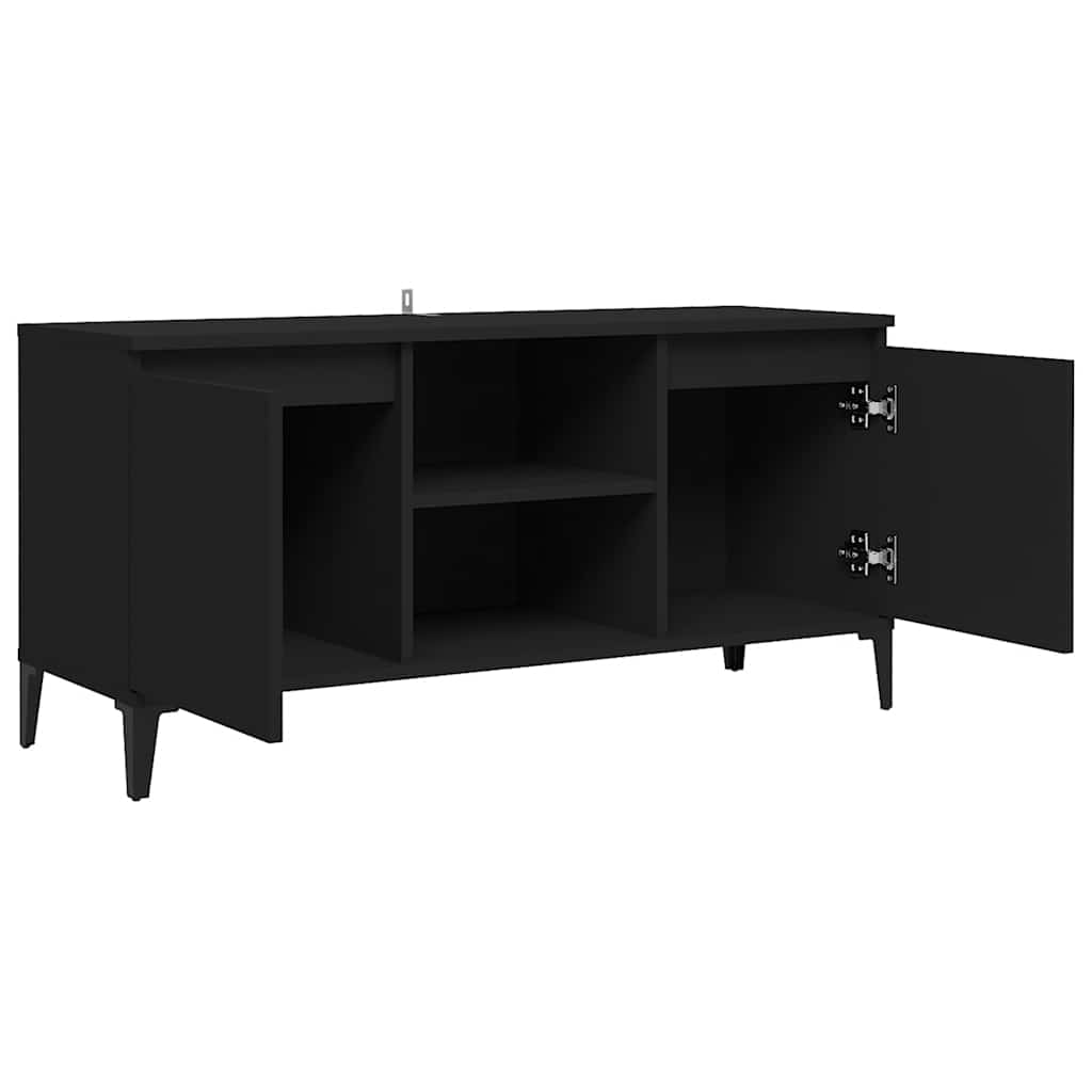 vidaXL Meuble TV avec pieds en métal Noir 103,5x35x50 cm