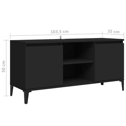 vidaXL Meuble TV avec pieds en métal Noir 103,5x35x50 cm