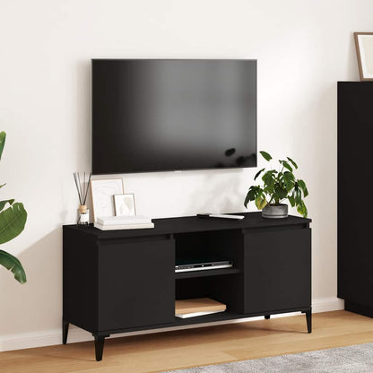 vidaXL Meuble TV avec pieds en métal Noir 103,5x35x50 cm