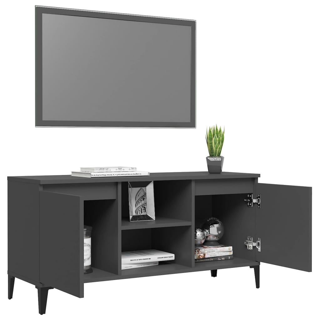 Meuble TV vidaXL avec pieds en métal gris 103,5x35x50 cm