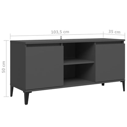 Meuble TV vidaXL avec pieds en métal gris 103,5x35x50 cm