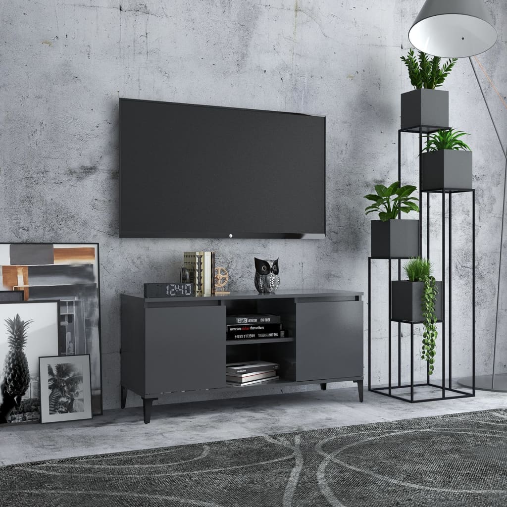 Meuble TV vidaXL avec pieds en métal gris 103,5x35x50 cm