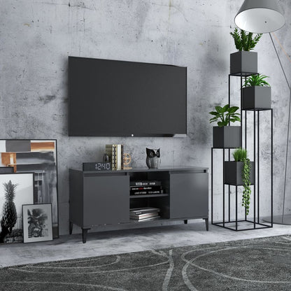 Meuble TV vidaXL avec pieds en métal gris 103,5x35x50 cm