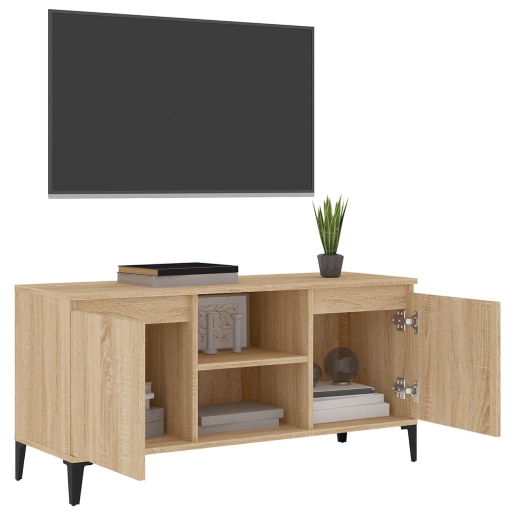 Meuble TV vidaXL avec pieds en métal Chêne Sonoma 103,5x35x50 cm