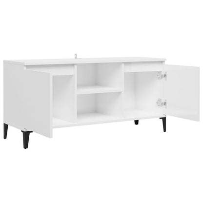 vidaXL TV-Schrank mit Metallbeinen Hochglanz-Weiß 103,5x35x50 cm
