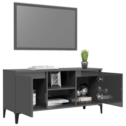 Meuble TV vidaXL avec pieds en métal gris brillant 103,5x35x50 cm