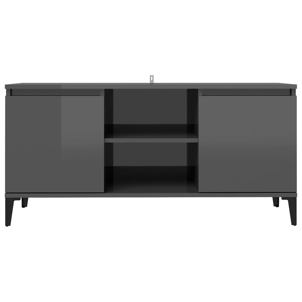 Meuble TV vidaXL avec pieds en métal gris brillant 103,5x35x50 cm