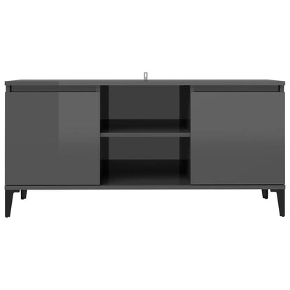 Meuble TV vidaXL avec pieds en métal gris brillant 103,5x35x50 cm