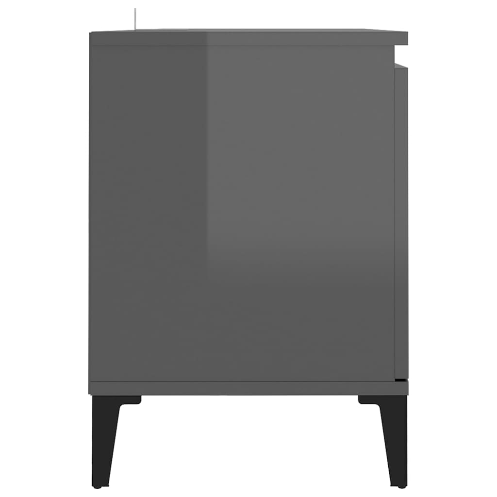 Meuble TV vidaXL avec pieds en métal gris brillant 103,5x35x50 cm